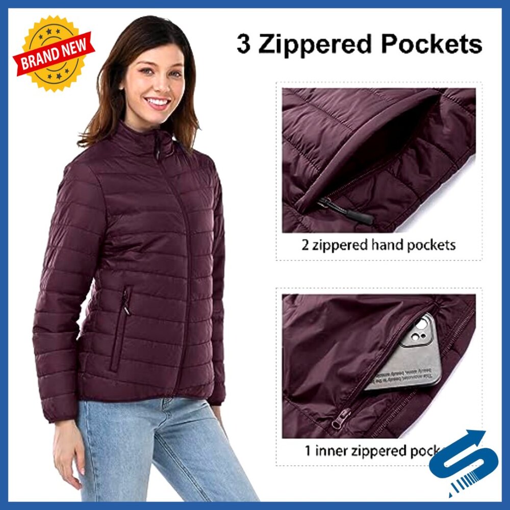Packable Full-Zip Puffer Jacket Insulated Quilted… - image 3